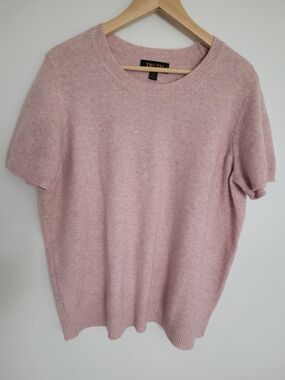 Truth Blush Pink Short Sleeve Knit Top Sweater Wool Blend Size XL